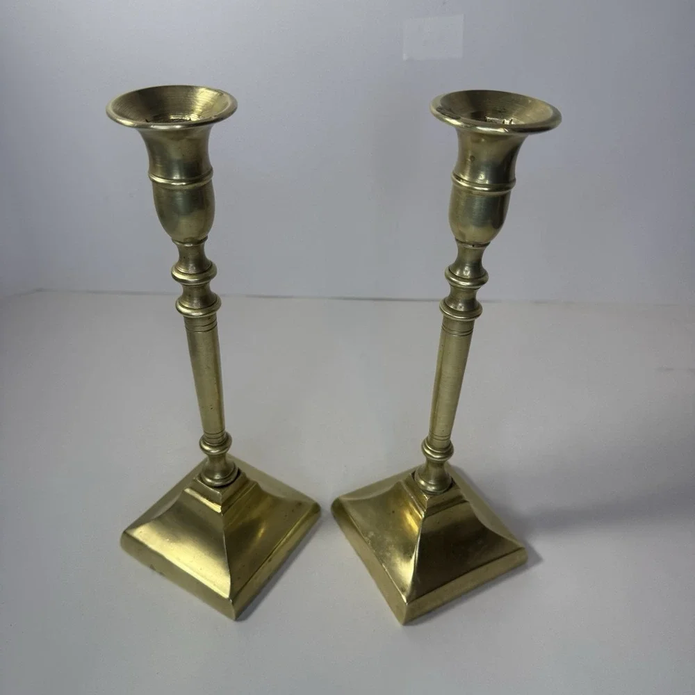 Vintage Pair Of Solid Brass Candle Stick Holder 9.5